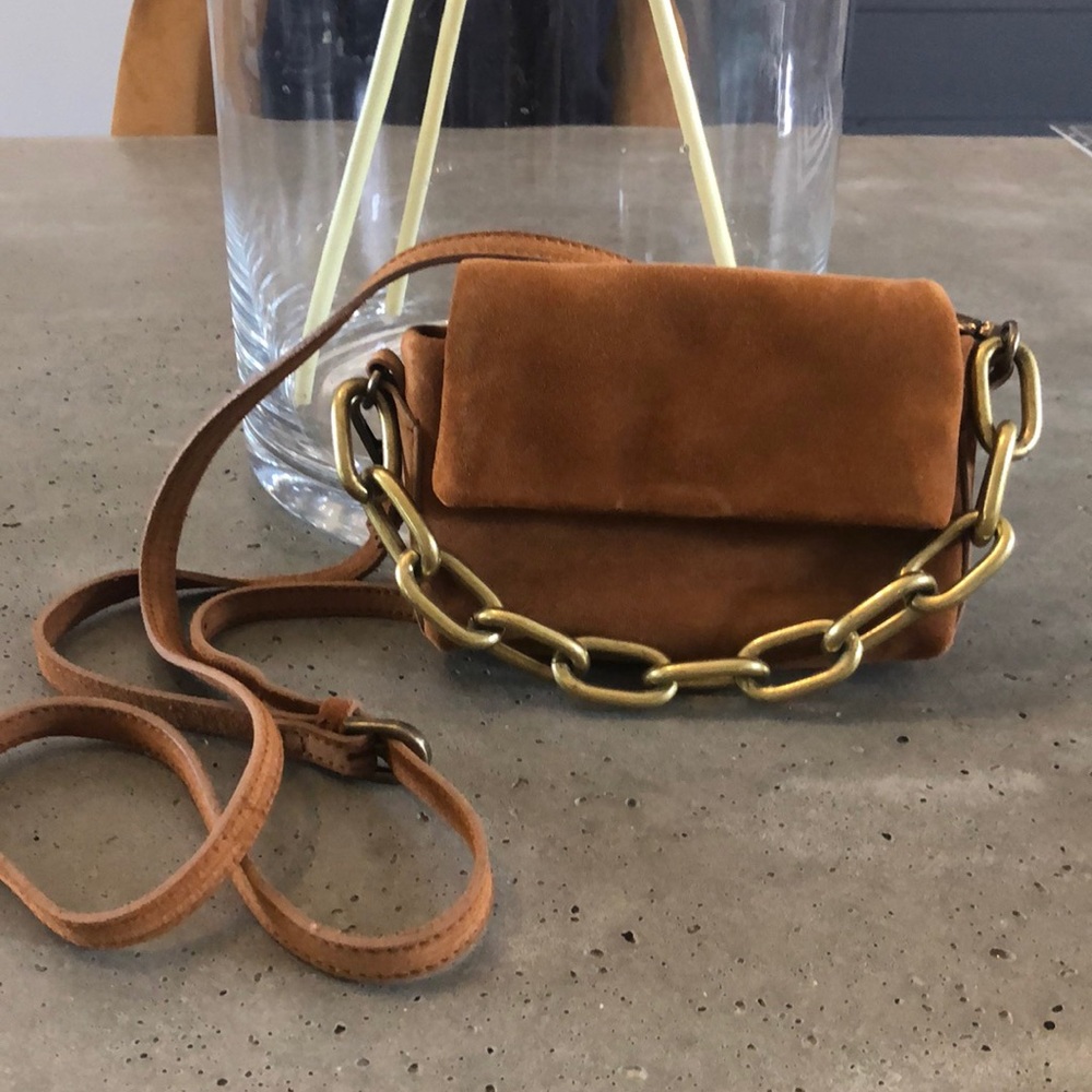 Free People tan suede leather crossbody bag